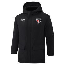 2024-25 Sao Paulo Black Hooded Windbreaker Fabric Cotton Coat #G261