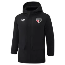 2024-25 Sao Paulo Black Hooded Windbreaker Fabric Cotton Coat #G261