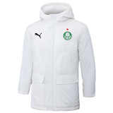 2024-25 Palmeiras White Hooded Windbreaker Fabric Cotton Coat #G235