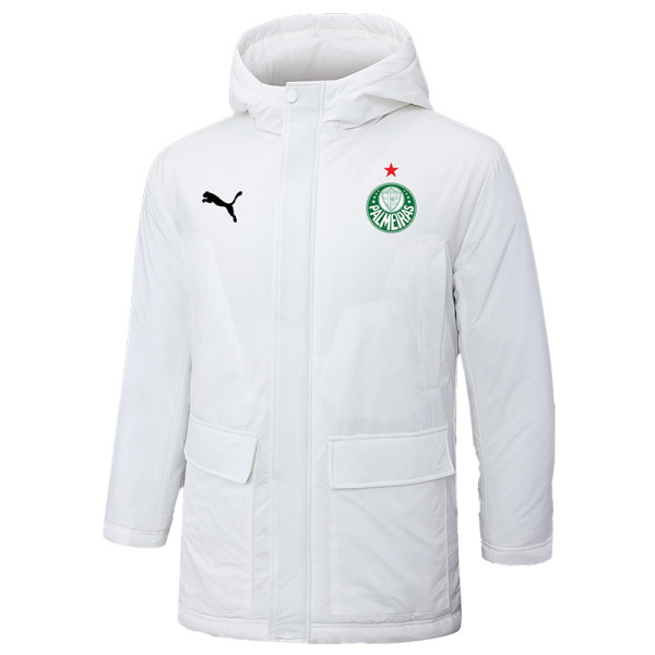 2024-25 Palmeiras White Hooded Windbreaker Fabric Cotton Coat #G235