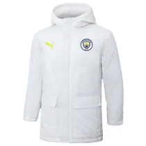 2024-25 Man City White Hooded Windbreaker Fabric Cotton Coat #G240(绿彪标)