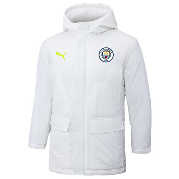 2024-25 Man City White Hooded Windbreaker Fabric Cotton Coat #G240(绿彪标)