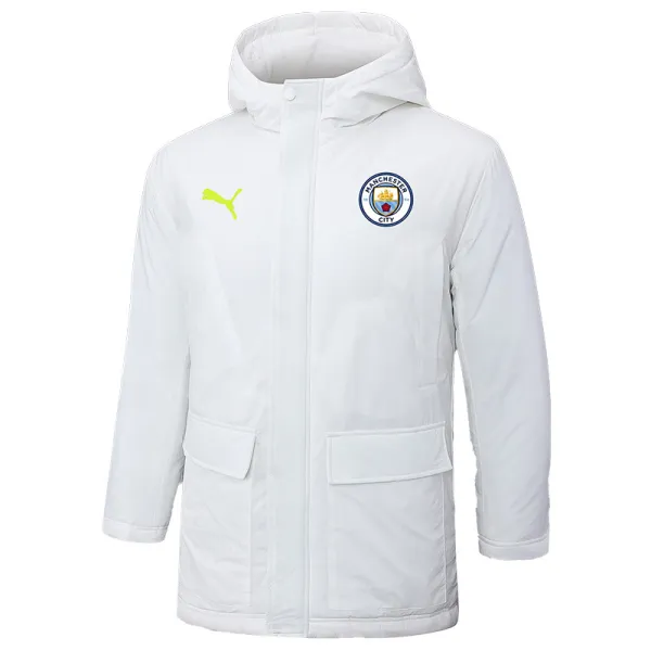 2024-25 Man City White Hooded Windbreaker Fabric Cotton Coat #G240(绿彪标)