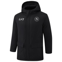 2024-25 Napoli Black Hooded Windbreaker Fabric Cotton Coat #G237