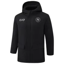 2024-25 Napoli Black Hooded Windbreaker Fabric Cotton Coat #G237