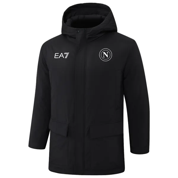 2024-25 Napoli Black Hooded Windbreaker Fabric Cotton Coat #G237