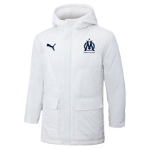 2024-25 Marseille White Hooded Windbreaker Fabric Cotton Coat #G247(黑标)