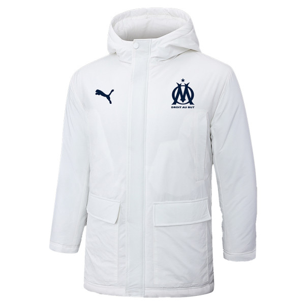 2024-25 Marseille White Hooded Windbreaker Fabric Cotton Coat #G247(黑标)