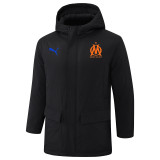 2024-25 Marseille Black Hooded Windbreaker Fabric Cotton Coat #G248(橙标)