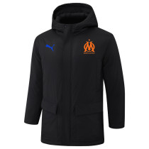 2024-25 Marseille Black Hooded Windbreaker Fabric Cotton Coat #G248(橙标)