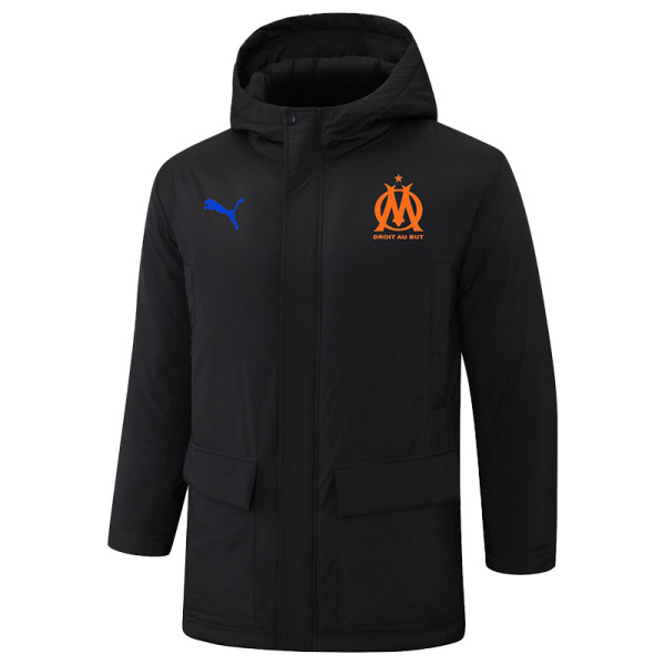 2024-25 Marseille Black Hooded Windbreaker Fabric Cotton Coat #G248(橙标)