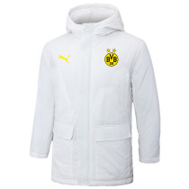 2024-25 Dortmund White Hooded Windbreaker Fabric Cotton Coat #G251