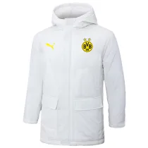 2024-25 Dortmund White Hooded Windbreaker Fabric Cotton Coat #G251