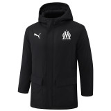 2024-25 Marseille Black Hooded Windbreaker Fabric Cotton Coat #G249(白标)