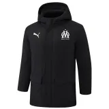 2024-25 Marseille Black Hooded Windbreaker Fabric Cotton Coat #G249(白标)