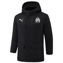 2024-25 Marseille Black Hooded Windbreaker Fabric Cotton Coat #G249(白标)