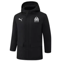 2024-25 Marseille Black Hooded Windbreaker Fabric Cotton Coat #G249(白标)