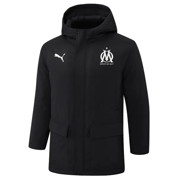 2024-25 Marseille Black Hooded Windbreaker Fabric Cotton Coat #G249(白标)