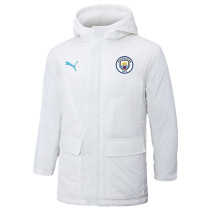 2024-25 Man City White Hooded Windbreaker Fabric Cotton Coat #G241(蓝彪标)