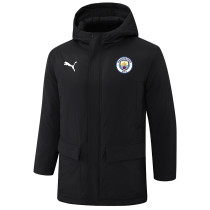 2024-25 Man City Black Hooded Windbreaker Fabric Cotton Coat #G243(白彪标)