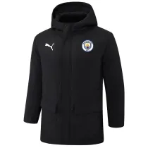 2024-25 Man City Black Hooded Windbreaker Fabric Cotton Coat #G243(白彪标)