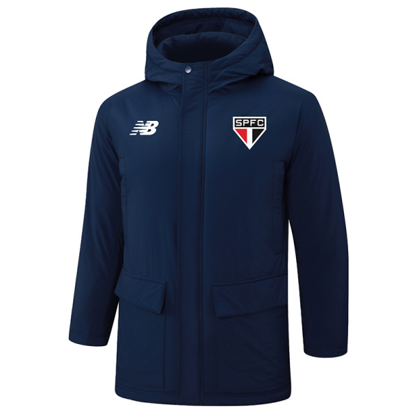 2024-25 Sao Paulo Royal Blue Hooded Windbreaker Fabric Cotton Coat #G259