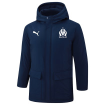 2024-25 Marseille Royal Blue Hooded Windbreaker Fabric Cotton Coat #G245(白标)