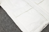 2024-25 White Hooded Windbreaker Fabric Cotton Coat #G262光板