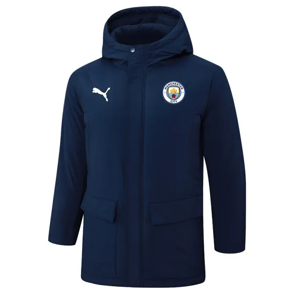 2024-25 Man City Royal Blue Hooded Windbreaker Fabric Cotton Coat #G239(白彪标)