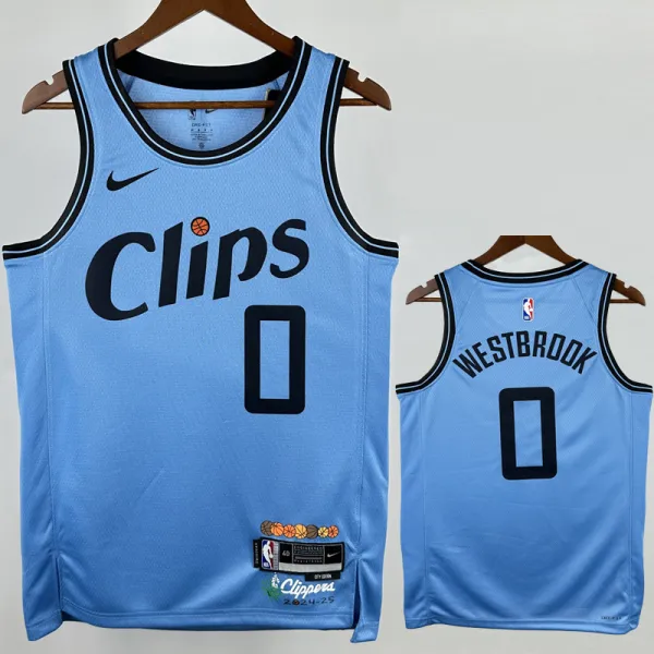 2024-25 Clippers WESTBROOK #0 Blue City Edition Top Quality Hot Pressing NBA Jersey