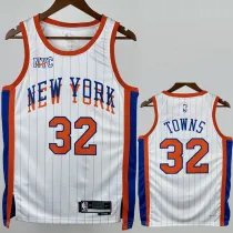 2024-25 KNICKS TOWNS #32 White City Edition Top Quality Hot Pressing NBA Jersey