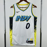 2024-25 Indiana Pacers HALIBURTON #0 White City Edition Top Quality Hot Pressing NBA Jersey