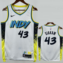 2024-25 Indiana Pacers SIAKAM #43 White City Edition Top Quality Hot Pressing NBA Jersey