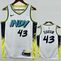 2024-25 Indiana Pacers SIAKAM #43 White City Edition Top Quality Hot Pressing NBA Jersey