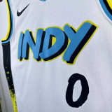 2024-25 Indiana Pacers HALIBURTON #0 White City Edition Top Quality Hot Pressing NBA Jersey