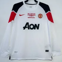 2010-2011 Man Utd Away White Long sleeve Retro soccer jersey (长袖)决赛字