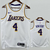 2022-23 Lakers KNECHT #4 White Top Quality Hot Pressing NBA Jersey(圆领)
