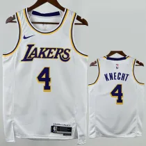 2022-23 Lakers KNECHT #4 White Top Quality Hot Pressing NBA Jersey(圆领)