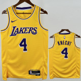 2022-23 Lakers KNECHT #4 Yellow Top Quality Hot Pressing NBA Jersey(圆领)