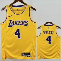 2022-23 Lakers KNECHT #4 Yellow Top Quality Hot Pressing NBA Jersey(圆领)