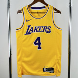 2022-23 Lakers KNECHT #4 Yellow Top Quality Hot Pressing NBA Jersey(圆领)