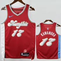 2024-25 Grizzlies KAWAMURA #17 Red City Edition Top Quality Hot Pressing NBA Jersey