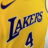 2022-23 Lakers KNECHT #4 Yellow Top Quality Hot Pressing NBA Jersey(圆领)