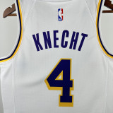 2022-23 Lakers KNECHT #4 White Top Quality Hot Pressing NBA Jersey(圆领)