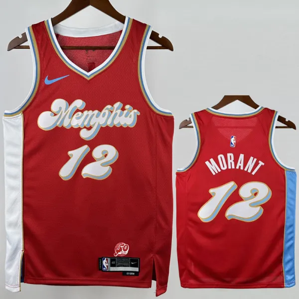 2024-25 Grizzlies MORANT #12 Red City Edition Top Quality Hot Pressing NBA Jersey
