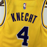 2022-23 Lakers KNECHT #4 Yellow Top Quality Hot Pressing NBA Jersey(圆领)