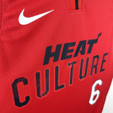 2024-25 HEAT JAMES #6 Red City Edition Top Quality Hot Pressing NBA Jersey (V领）