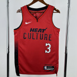2024-25 HEAT WADE #3 Red City Edition Top Quality Hot Pressing NBA Jersey (V领）