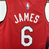 2024-25 HEAT JAMES #6 Red City Edition Top Quality Hot Pressing NBA Jersey (V领）