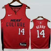 2024-25 HEAT HERRO #14 Red City Edition Top Quality Hot Pressing NBA Jersey (V领）